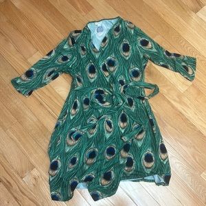 Lularoe peacock print tie front wrap around dress